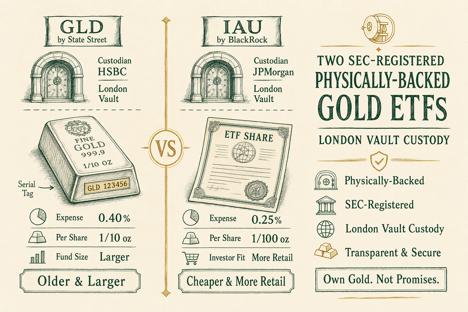 Illustration: GLD vs IAU — gold ETF comparison