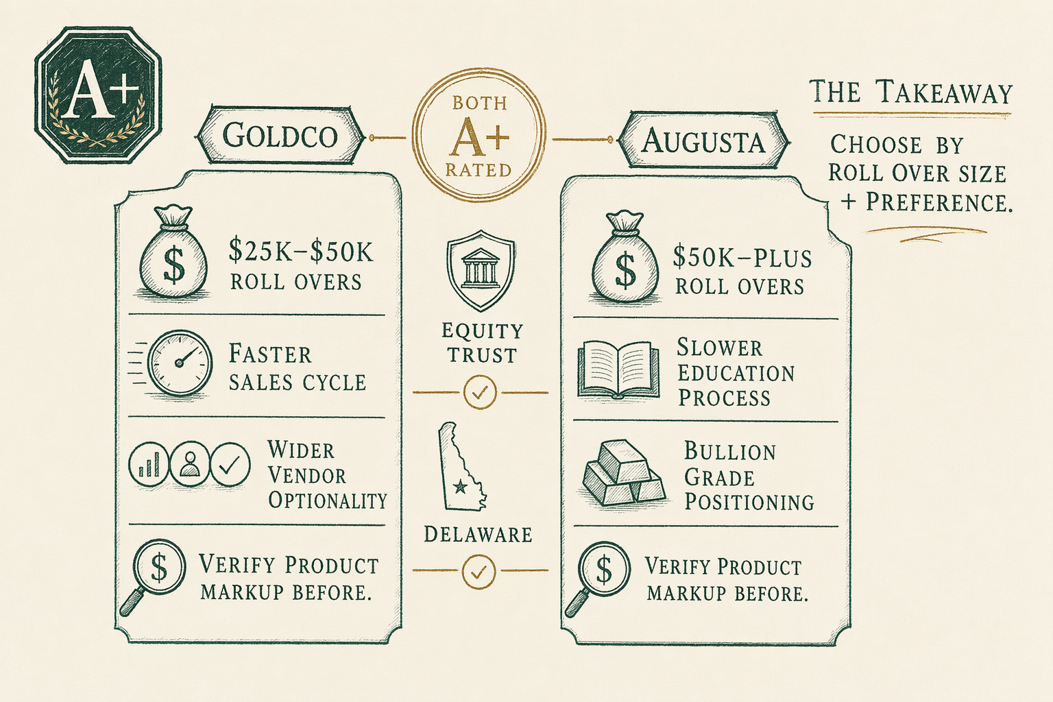 Illustration: Goldco vs Augusta Precious Metals