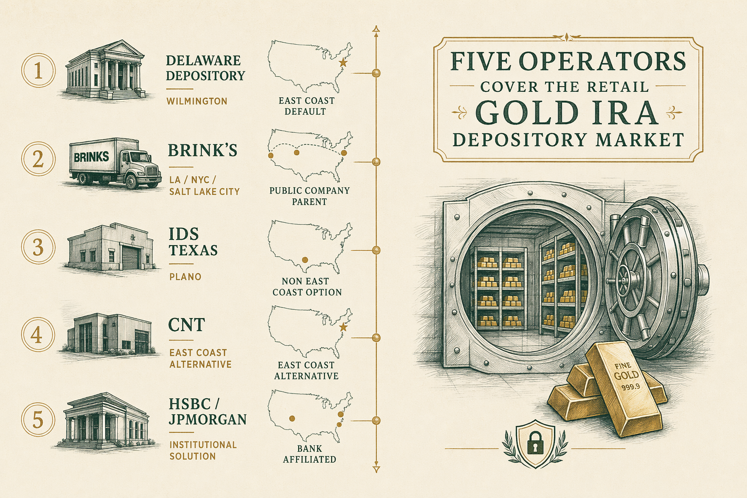 Illustration: IRS-approved Gold IRA depositories