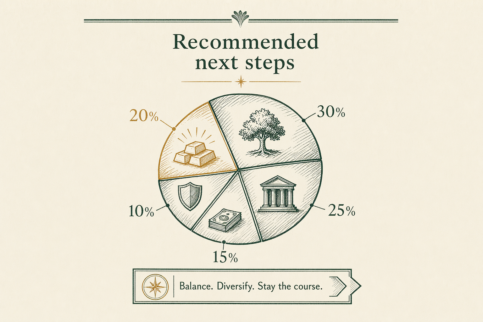 Illustration anchoring the closing section of Gold for high-net-worth investors