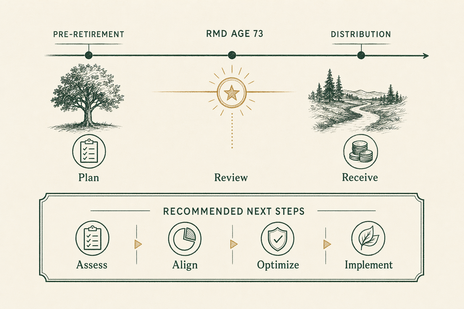 Illustration anchoring the closing section of Gold for retirees