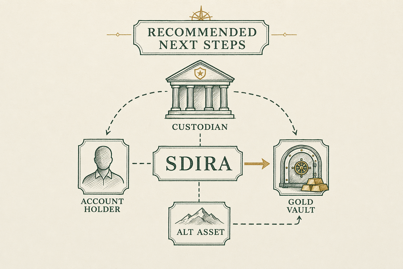 Illustration anchoring the closing section of Gold for self-directed IRA holders