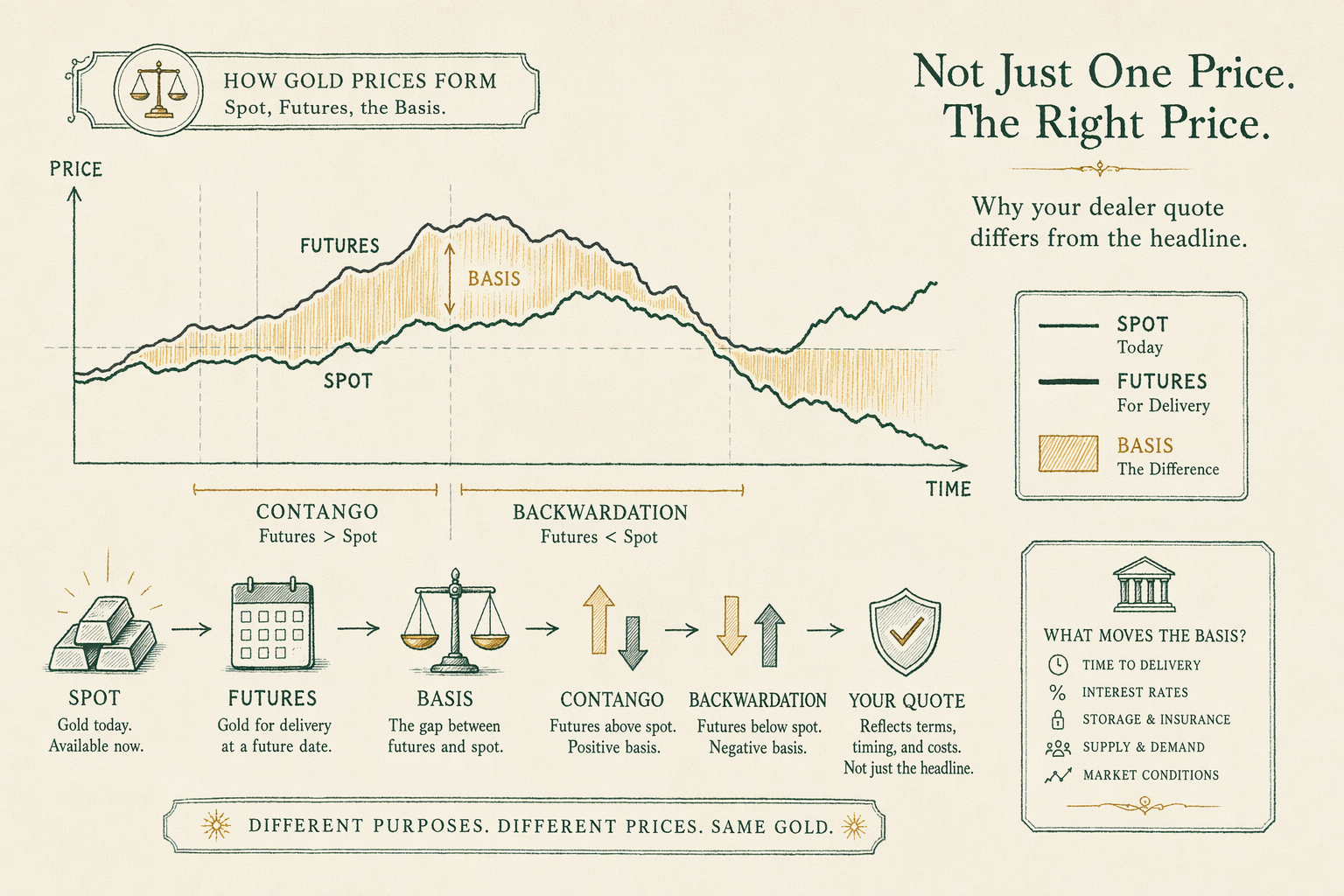 Illustration: Spot vs futures — how gold prices are actually set
