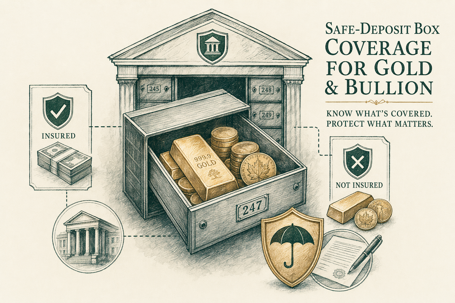 Illustration: Are bank safe-deposit boxes insured for gold?