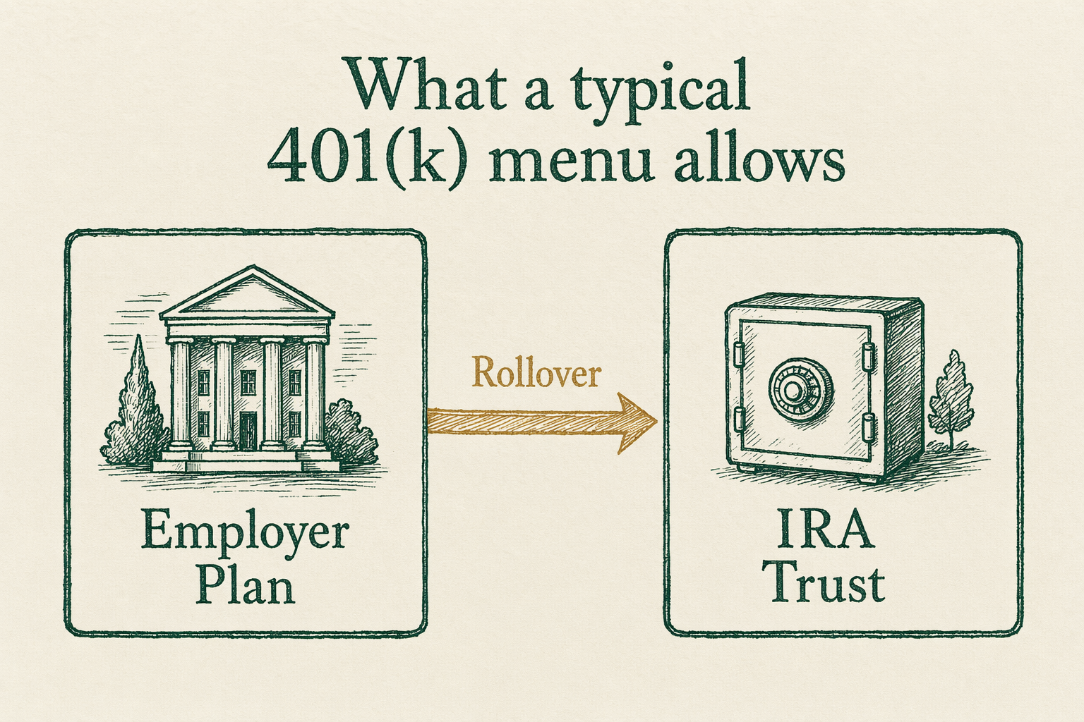 Illustration anchoring the Gold ETFs inside 401(k)s section