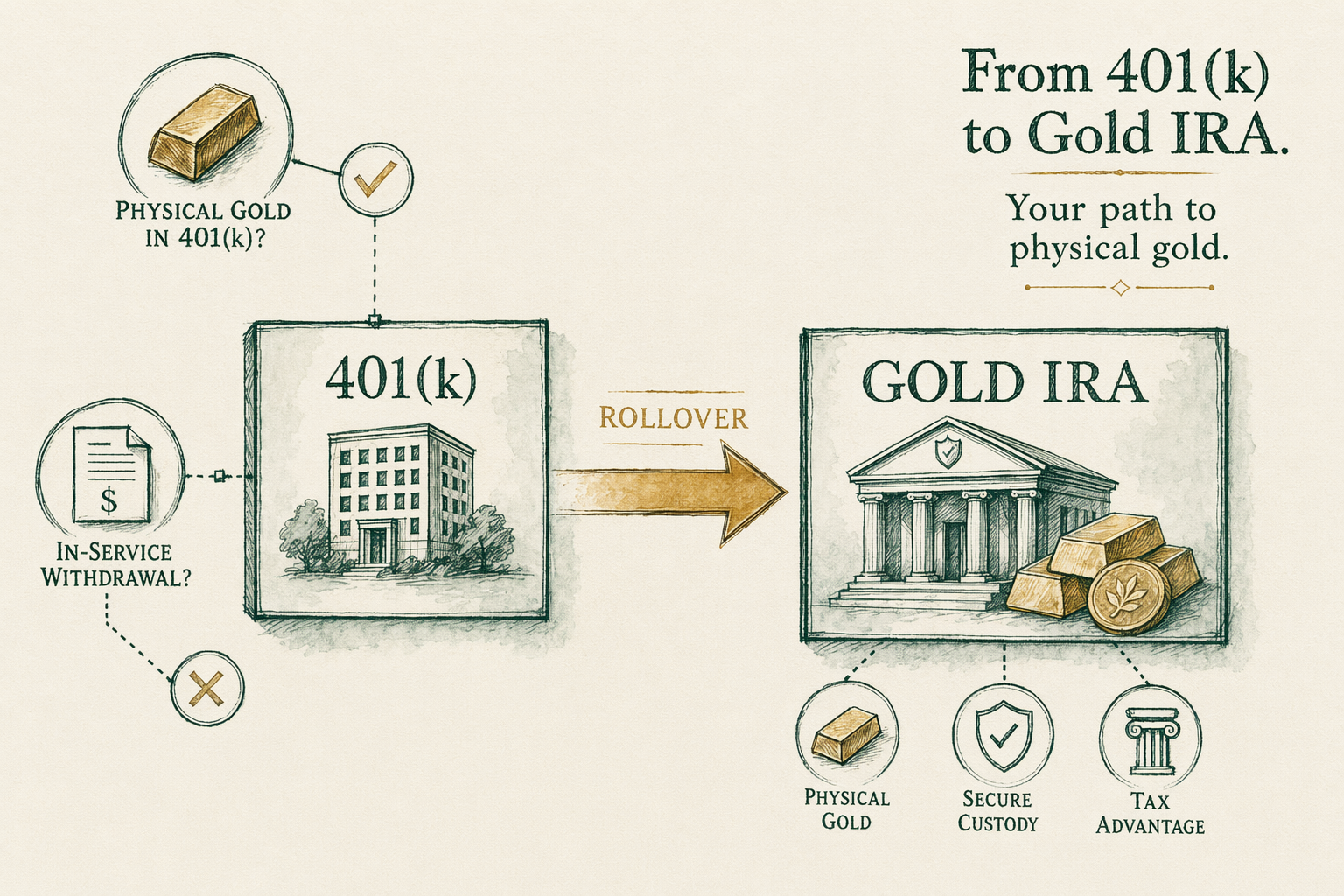 Illustration: Can I buy gold with my 401(k)?