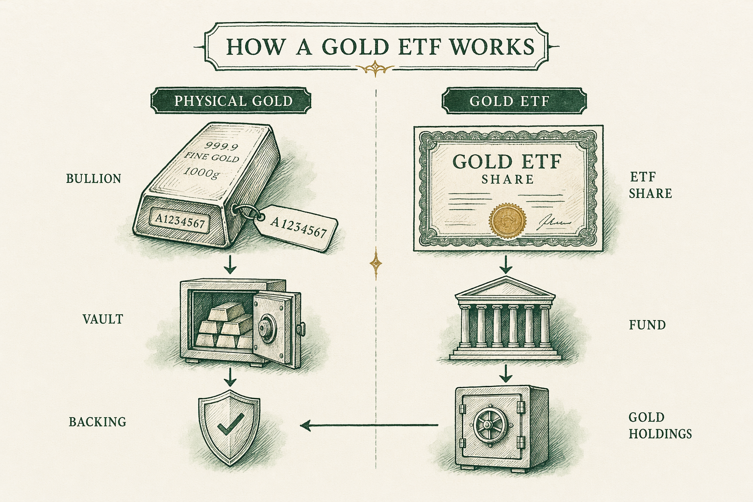 Illustration anchoring the Custody arrangements behind GLD, IAU, SGOL section