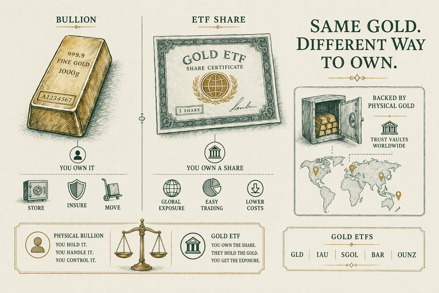 Illustration: Gold ETF vs physical gold