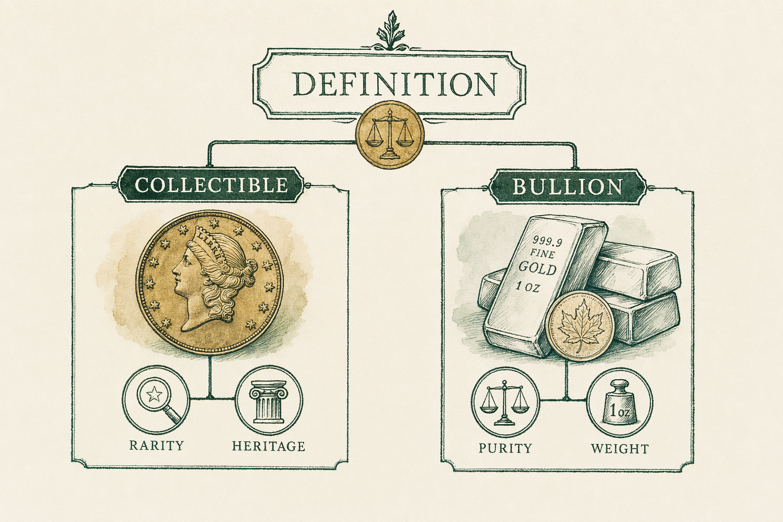 Illustration anchoring the Why numismatic premium exists section