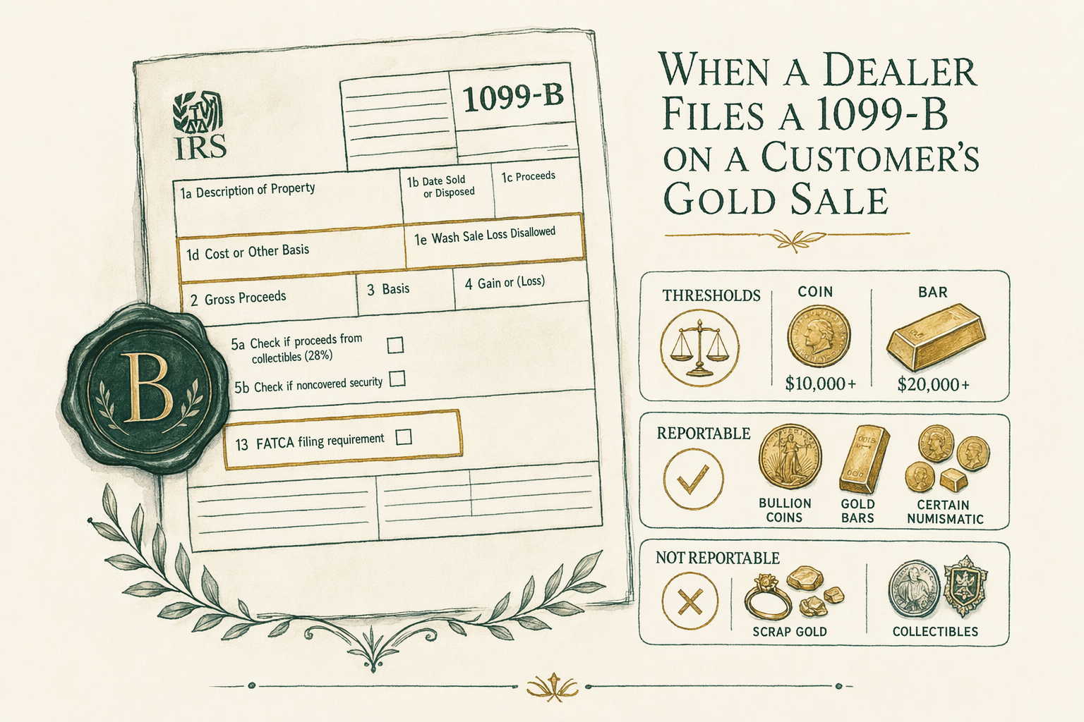 Illustration: What is IRS Form 1099-B for gold sales?