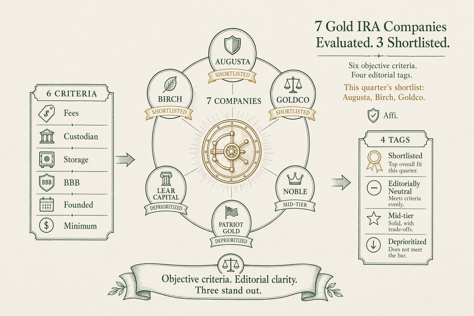 Illustration: Gold IRA companies — the editorial cut