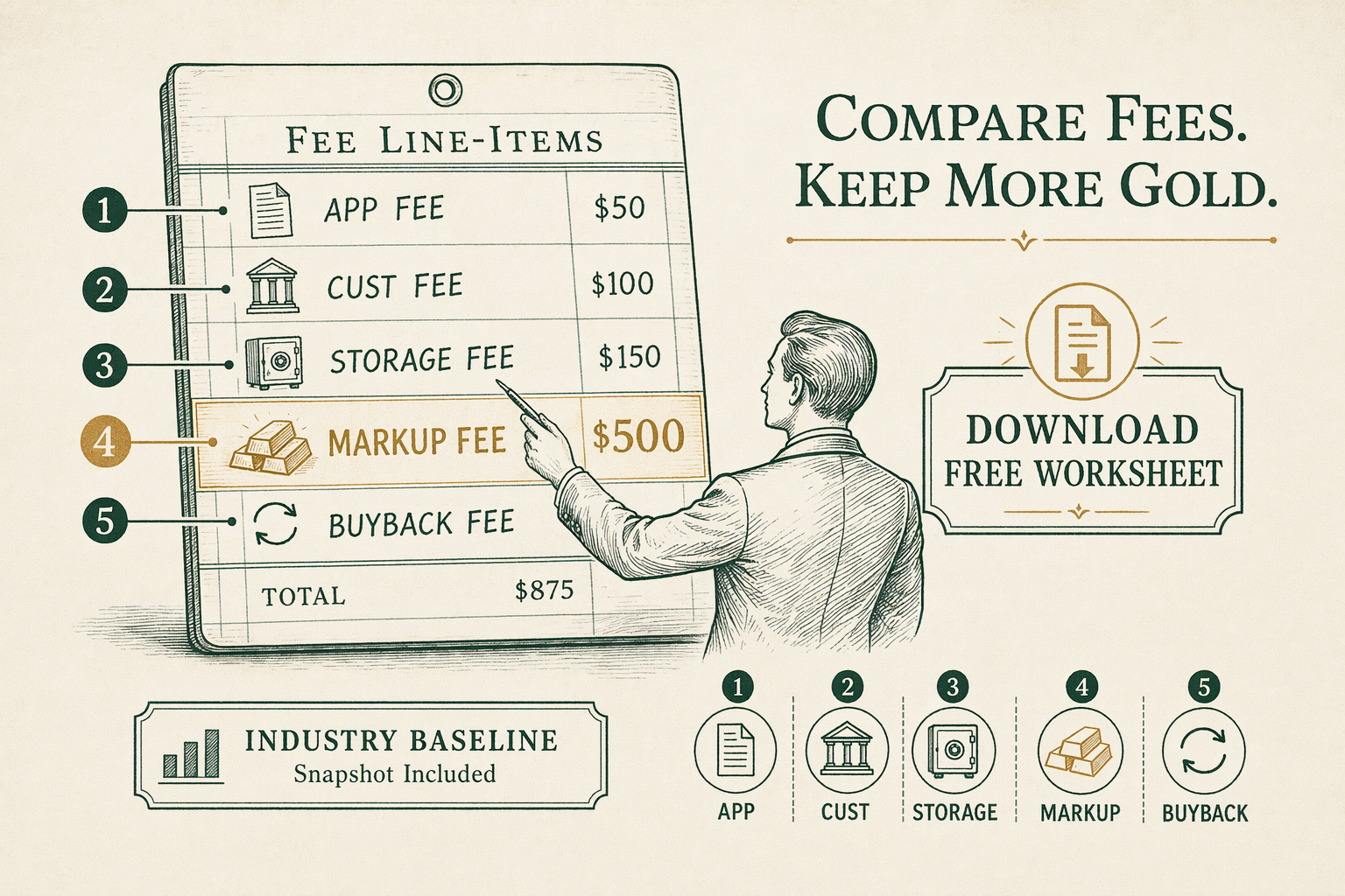 Illustration: Gold IRA fee comparison worksheet