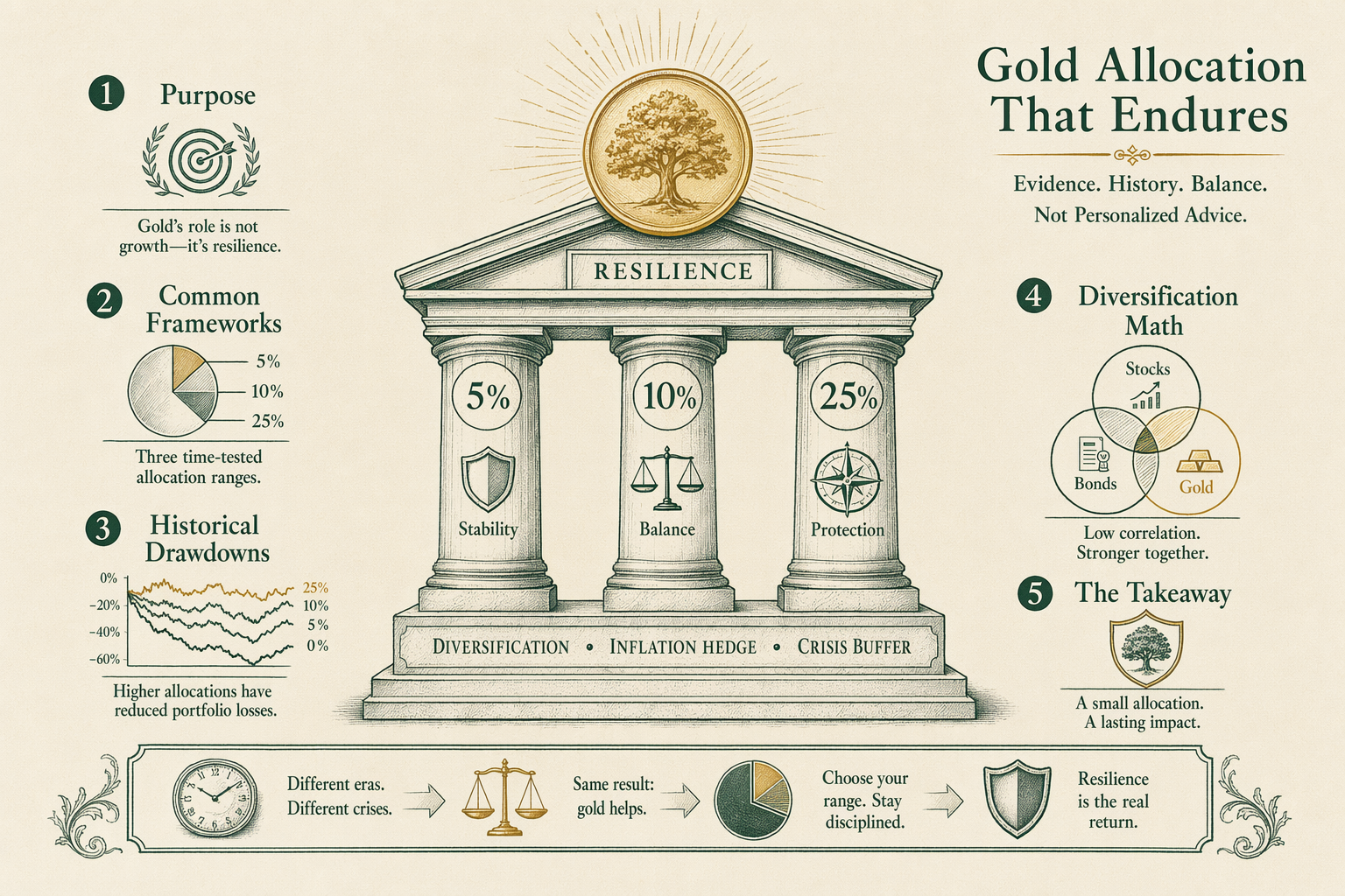 Illustration: Portfolio allocation research — gold sleeve sizing